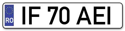 Placuta inmatriculare numar auto  IF-70-AEI, IF 70 AEI, IF70AEI