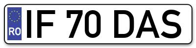 Placuta inmatriculare numar auto  IF-70-DAS, IF 70 DAS, IF70DAS