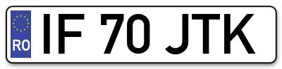 Placuta inmatriculare numar auto  IF-70-JTK, IF 70 JTK, IF70JTK