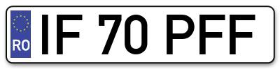 Placuta inmatriculare numar auto  IF-70-PFF, IF 70 PFF, IF70PFF