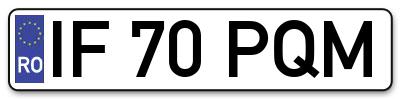 Placuta inmatriculare numar auto  IF-70-PQM, IF 70 PQM, IF70PQM