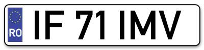 Placuta inmatriculare numar auto  IF-71-IMV, IF 71 IMV, IF71IMV