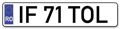 Placuta inmatriculare numar auto  IF-71-TOL, IF 71 TOL, IF71TOL
