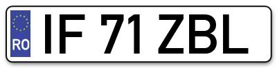 Placuta inmatriculare numar auto  IF-71-ZBL, IF 71 ZBL, IF71ZBL