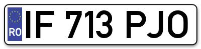 Placuta inmatriculare numar auto  IF-713-PJO, IF 713 PJO, IF713PJO
