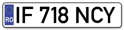 Placuta inmatriculare numar auto  IF-718-NCY, IF 718 NCY, IF718NCY