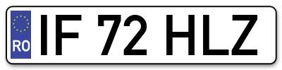 Placuta inmatriculare numar auto  IF-72-HLZ, IF 72 HLZ, IF72HLZ