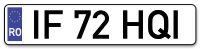 Placuta inmatriculare numar auto  IF-72-HQI, IF 72 HQI, IF72HQI