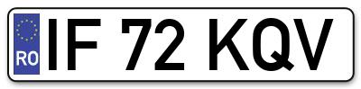 Placuta inmatriculare numar auto  IF-72-KQV, IF 72 KQV, IF72KQV