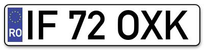 Placuta inmatriculare numar auto  IF-72-OXK, IF 72 OXK, IF72OXK