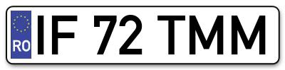 Placuta inmatriculare numar auto  IF-72-TMM, IF 72 TMM, IF72TMM