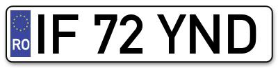 Placuta inmatriculare numar auto  IF-72-YND, IF 72 YND, IF72YND