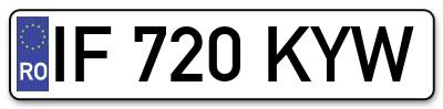Placuta inmatriculare numar auto  IF-720-KYW, IF 720 KYW, IF720KYW