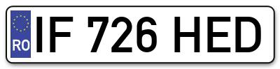 Placuta inmatriculare numar auto  IF-726-HED, IF 726 HED, IF726HED
