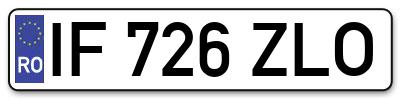 Placuta inmatriculare numar auto  IF-726-ZLO, IF 726 ZLO, IF726ZLO