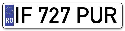 Placuta inmatriculare numar auto  IF-727-PUR, IF 727 PUR, IF727PUR