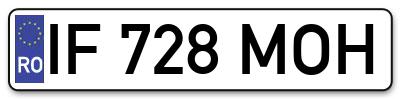 Placuta inmatriculare numar auto  IF-728-MOH, IF 728 MOH, IF728MOH
