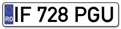 Placuta inmatriculare numar auto  IF-728-PGU, IF 728 PGU, IF728PGU