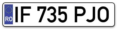 Placuta inmatriculare numar auto  IF-735-PJO, IF 735 PJO, IF735PJO
