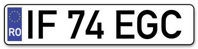 Placuta inmatriculare numar auto  IF-74-EGC, IF 74 EGC, IF74EGC