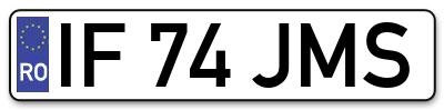 Placuta inmatriculare numar auto  IF-74-JMS, IF 74 JMS, IF74JMS