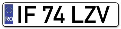 Placuta inmatriculare numar auto  IF-74-LZV, IF 74 LZV, IF74LZV