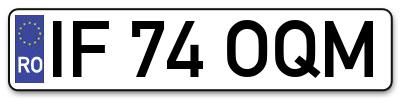 Placuta inmatriculare numar auto  IF-74-OQM, IF 74 OQM, IF74OQM