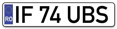 Placuta inmatriculare numar auto  IF-74-UBS, IF 74 UBS, IF74UBS