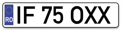 Placuta inmatriculare numar auto  IF-75-OXX, IF 75 OXX, IF75OXX