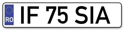 Placuta inmatriculare numar auto  IF-75-SIA, IF 75 SIA, IF75SIA