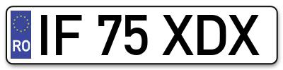 Placuta inmatriculare numar auto  IF-75-XDX, IF 75 XDX, IF75XDX