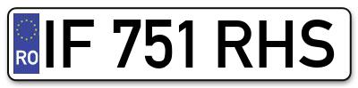Placuta inmatriculare numar auto  IF-751-RHS, IF 751 RHS, IF751RHS