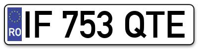 Placuta inmatriculare numar auto  IF-753-QTE, IF 753 QTE, IF753QTE