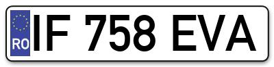 Placuta inmatriculare numar auto  IF-758-EVA, IF 758 EVA, IF758EVA