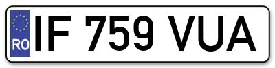Placuta inmatriculare numar auto  IF-759-VUA, IF 759 VUA, IF759VUA