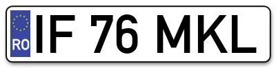 Placuta inmatriculare numar auto  IF-76-MKL, IF 76 MKL, IF76MKL