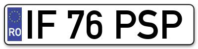 Placuta inmatriculare numar auto  IF-76-PSP, IF 76 PSP, IF76PSP