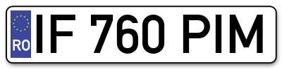 Placuta inmatriculare numar auto  IF-760-PIM, IF 760 PIM, IF760PIM