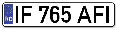 Placuta inmatriculare numar auto  IF-765-AFI, IF 765 AFI, IF765AFI