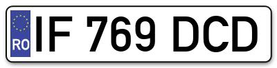 Placuta inmatriculare numar auto  IF-769-DCD, IF 769 DCD, IF769DCD
