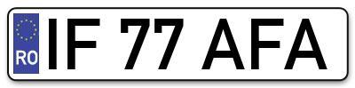 Placuta inmatriculare numar auto  IF-77-AFA, IF 77 AFA, IF77AFA