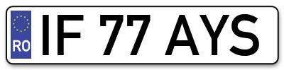 Placuta inmatriculare numar auto  IF-77-AYS, IF 77 AYS, IF77AYS