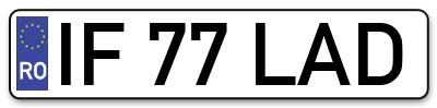 Placuta inmatriculare numar auto  IF-77-LAD, IF 77 LAD, IF77LAD