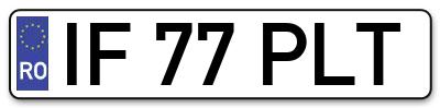 Placuta inmatriculare numar auto  IF-77-PLT, IF 77 PLT, IF77PLT