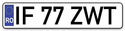Placuta inmatriculare numar auto  IF-77-ZWT, IF 77 ZWT, IF77ZWT