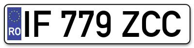 Placuta inmatriculare numar auto  IF-779-ZCC, IF 779 ZCC, IF779ZCC