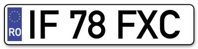 Placuta inmatriculare numar auto  IF-78-FXC, IF 78 FXC, IF78FXC