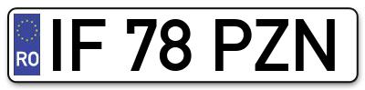 Placuta inmatriculare numar auto  IF-78-PZN, IF 78 PZN, IF78PZN