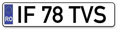 Placuta inmatriculare numar auto  IF-78-TVS, IF 78 TVS, IF78TVS