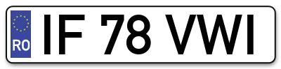 Placuta inmatriculare numar auto  IF-78-VWI, IF 78 VWI, IF78VWI
